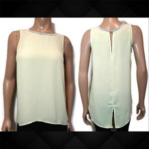 💠SMART SET Sheer Chiffon Sleeveless Split Rounded Hem Top Yellow